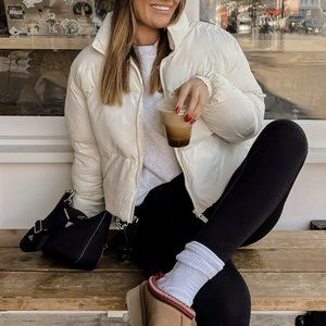 FABLETICS White Cropped Puffer Coat [SIZE S]